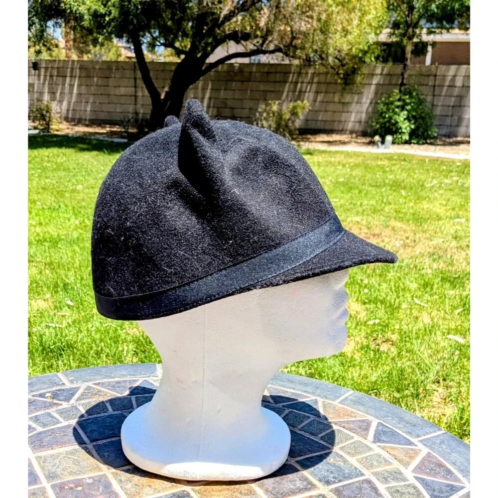 Gymboree City Kitty Cat Ears Riding Cap Hat Black Equestrian Kid's Large EUC